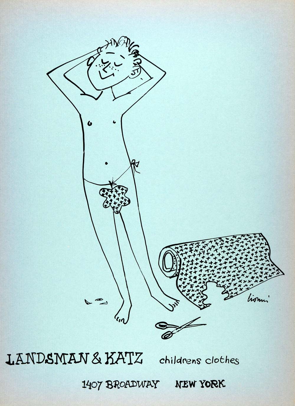 1954 Original Lithograph Leo Leonni Art Landsman Katz Children Clothes AEF4