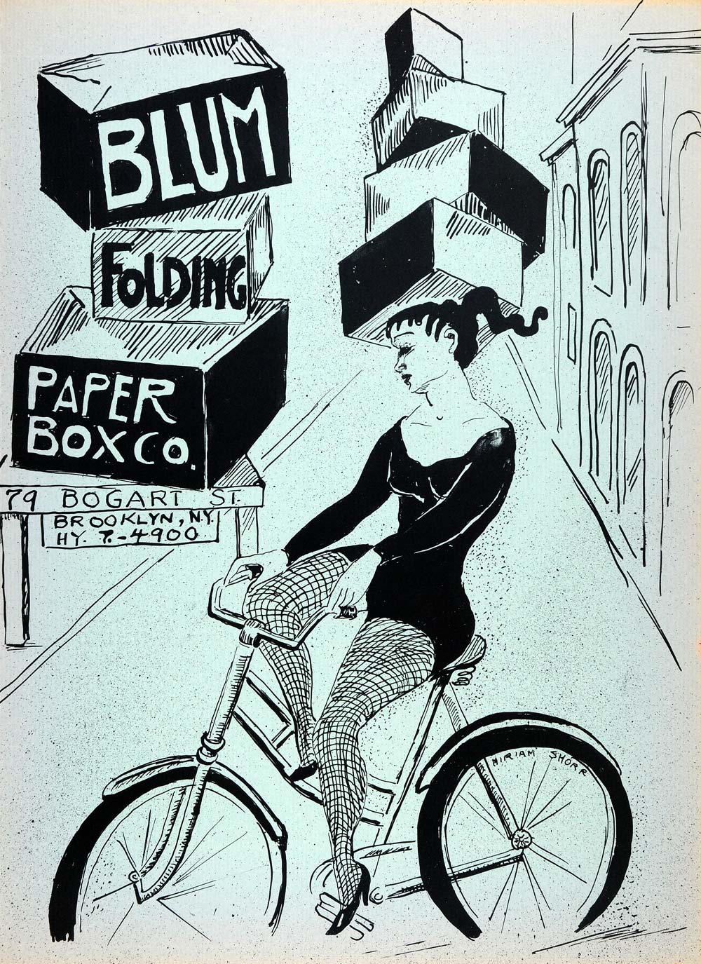 1954 Original Lithograph Miriam Shorr Art Blum Boxes Brooklyn Sexy Woman AEF4