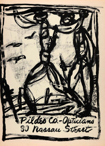1954 Original Lithograph Samuel M. Adler Abstract Art Pildes Opticians New AEF4