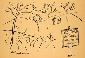 1954 Original Lithograph Abe Birnbaum Art Joseph Torch Artist Supplies New AEF4