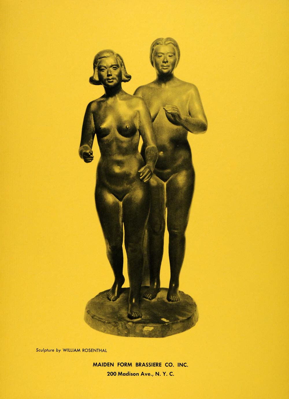 1956 Print Maiden Form Brassiere William Rosenthal Sculpture Nude Women Art AEF5