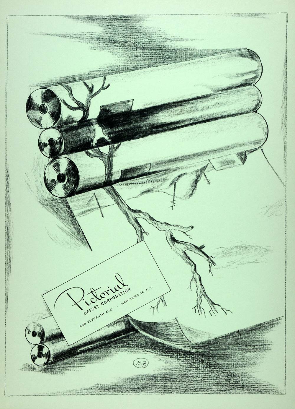 1957 Lithograph Karl Fortess Art Pictorial Offset Graphic Communication NJ AEF6