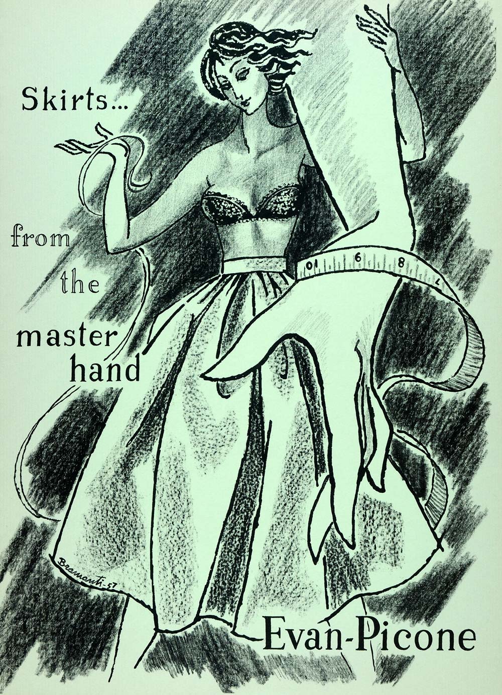 1957 Lithograph Remo Bramanti Art Evan Picone Womens Clothing Partial Nude AEF6