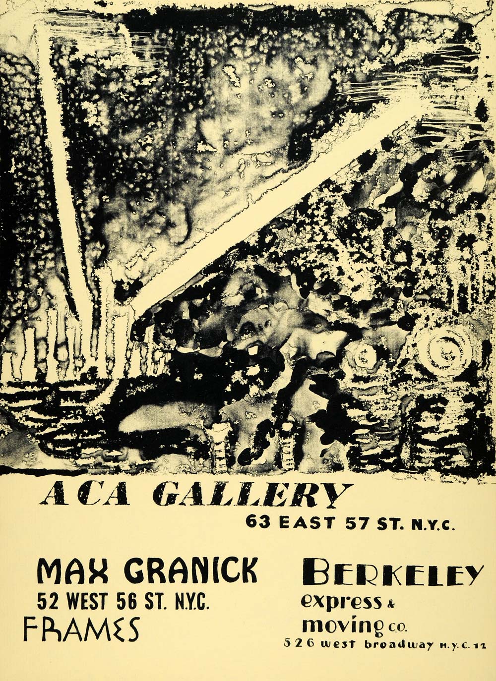 絵画　GRANiCK 1957 Lithograph Abstract Art ACA Gallery Max Granick Frames