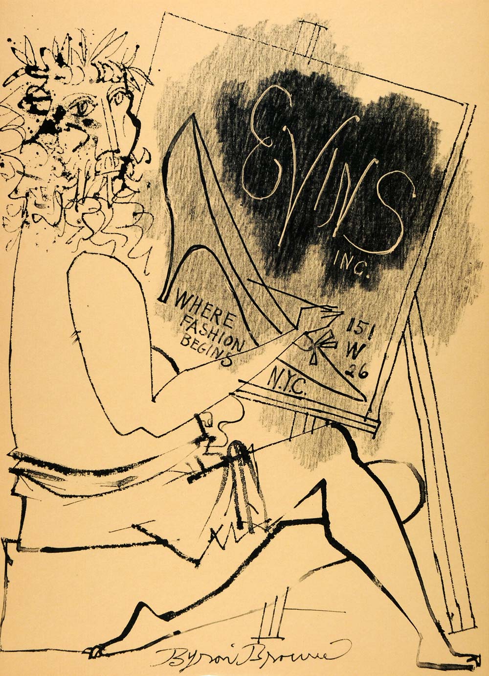 1957 Lithograph Byron Browne Art Evins Footwear Fashion High Heels Mythical AEF6