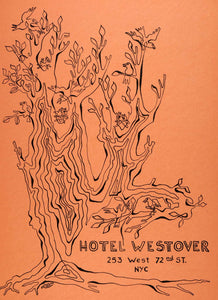 1957 Lithograph Alfred Van Loen Tree Art Hotel Westover New York City AEF6