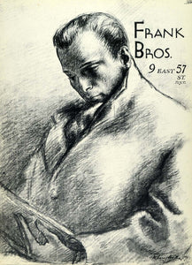 1957 Lithograph Clara Klinghoffer Sketch Art Man Reading Frank Bros New AEF6