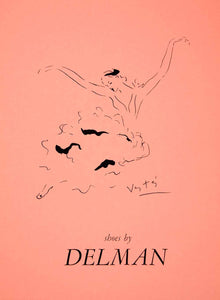 1957 Lithograph Marcel Vertes Art Ballerina Ballet Dancer Delman Shoes Ad AEF6