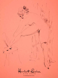 1957 Lithograph Hespi Nude Woman Art Herbert Levine Shoes Footwear Fashion AEF6