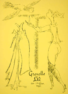 1957 Lithograph Chaim Gross Art Grenelle Fashion Dress Clothing Nude Woman AEF6