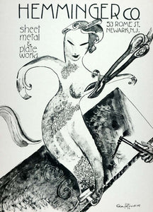 1958 Lithograph Mervin Garner Nude Woman Art Hemminger Sheet Metal New AEF7