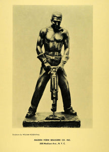 1958 Print William Rosenthal Topless Man Drilling Sculpture Maiden Form AEF7