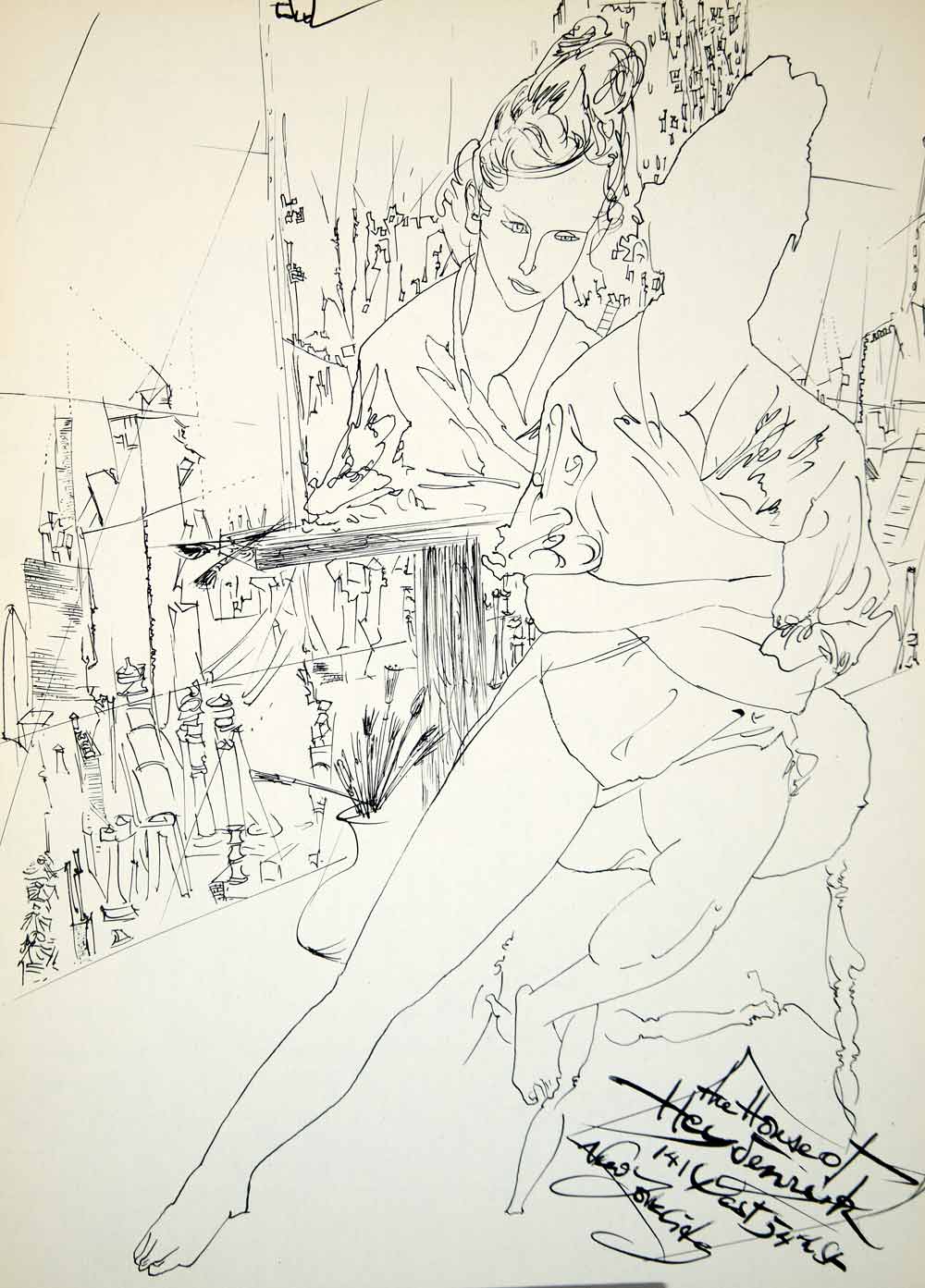 1958 Lithograph Peter Takal Art House of Heydenryk Nude Female Figure New York