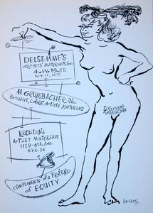 1958 Lithograph Bernard Kassoy Nude Woman Art Female Figure Artist Materials