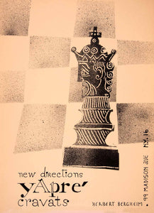 1953 Lithograph Julio Diego YApre Cravats Herbert Bergheim Chess Tie AEFA1 - Period Paper
