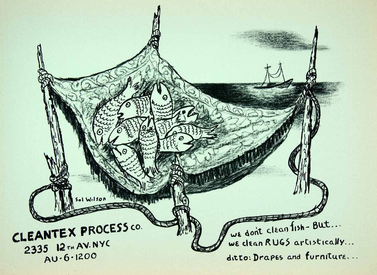 1953 Lithograph Sol Wilson Art Cleantex Process Fish Net 2335 12th Ave ...