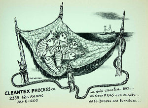 1953 Lithograph Sol Wilson Art Cleantex Process Fish Net 2335 12th Ave AEFA1