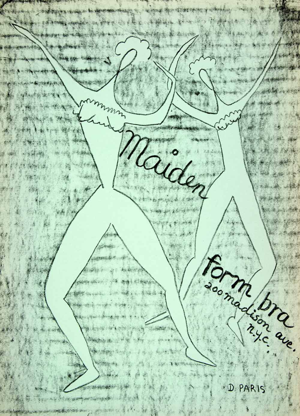 1953 Lithograph Dorothy Paris Abstract Modern Art Maidenform Bras Female AEFA1 - Period Paper
