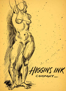 1953 Lithograph Stephen Ronay Modern Art Higgins Ink Nude Woman Female AEFA1