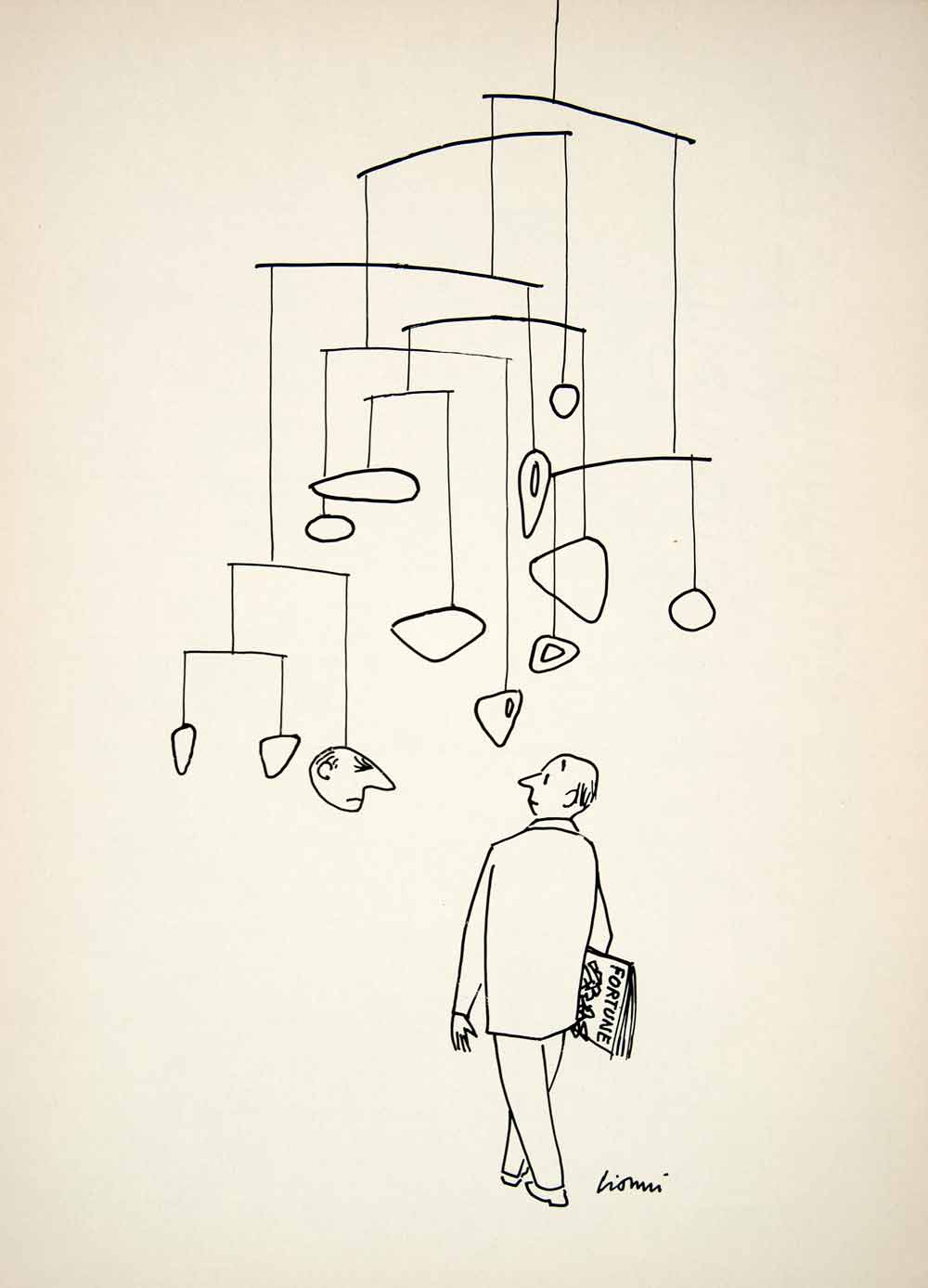 1953 Lithograph Leonard Lionni Artist Fortune Magazine Hanging Mobile AEFA1