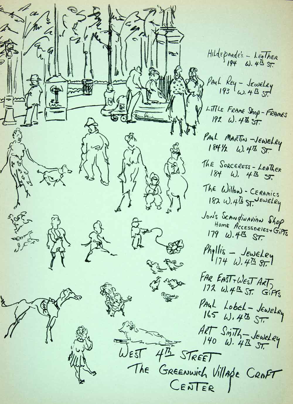 1953 Lithograph William Gambini Greenwhich Village Paul Lobel Martin Park AEFA1