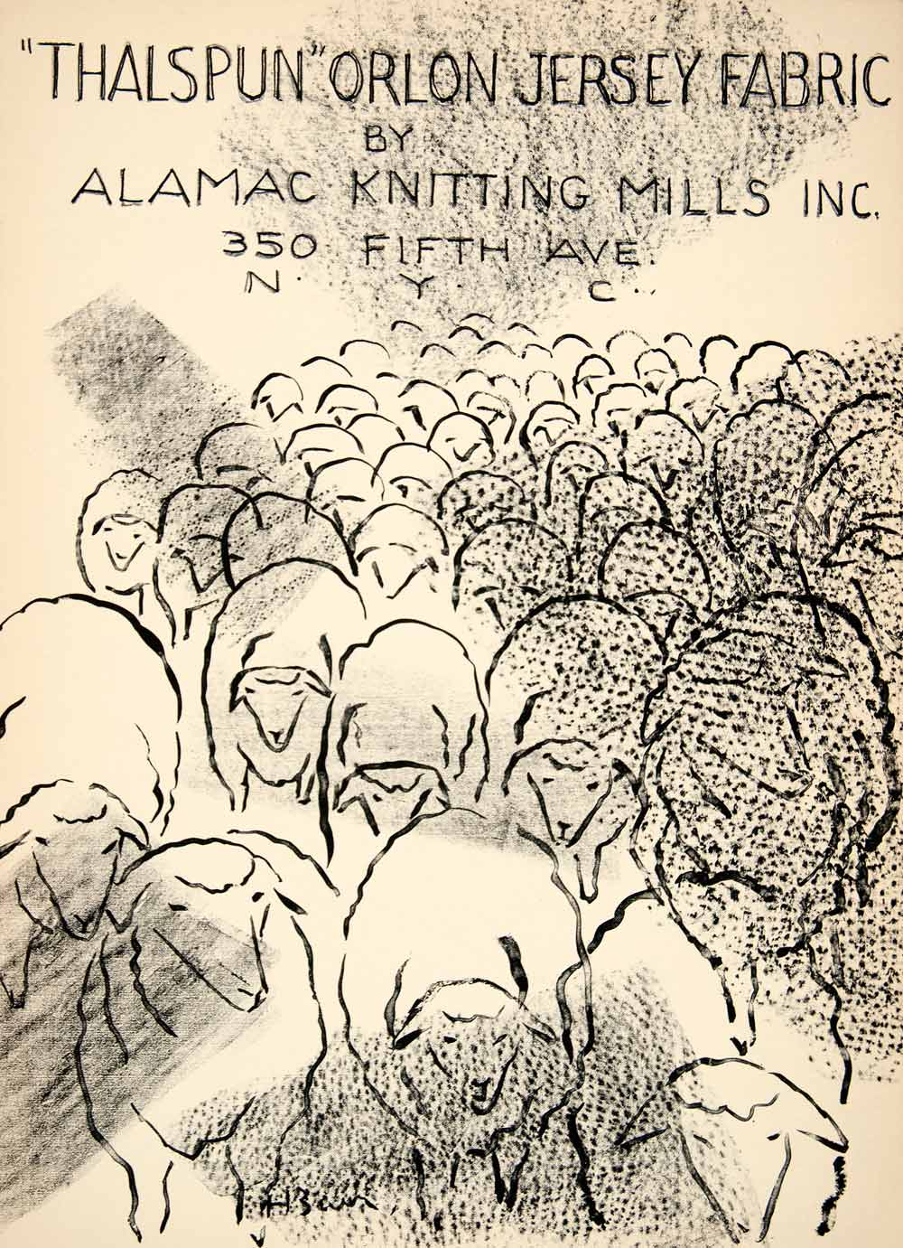 1953 Lithograph Howard Baer Thalspun Orlon Alamac Knitting Mills Inc 350 AEFA1