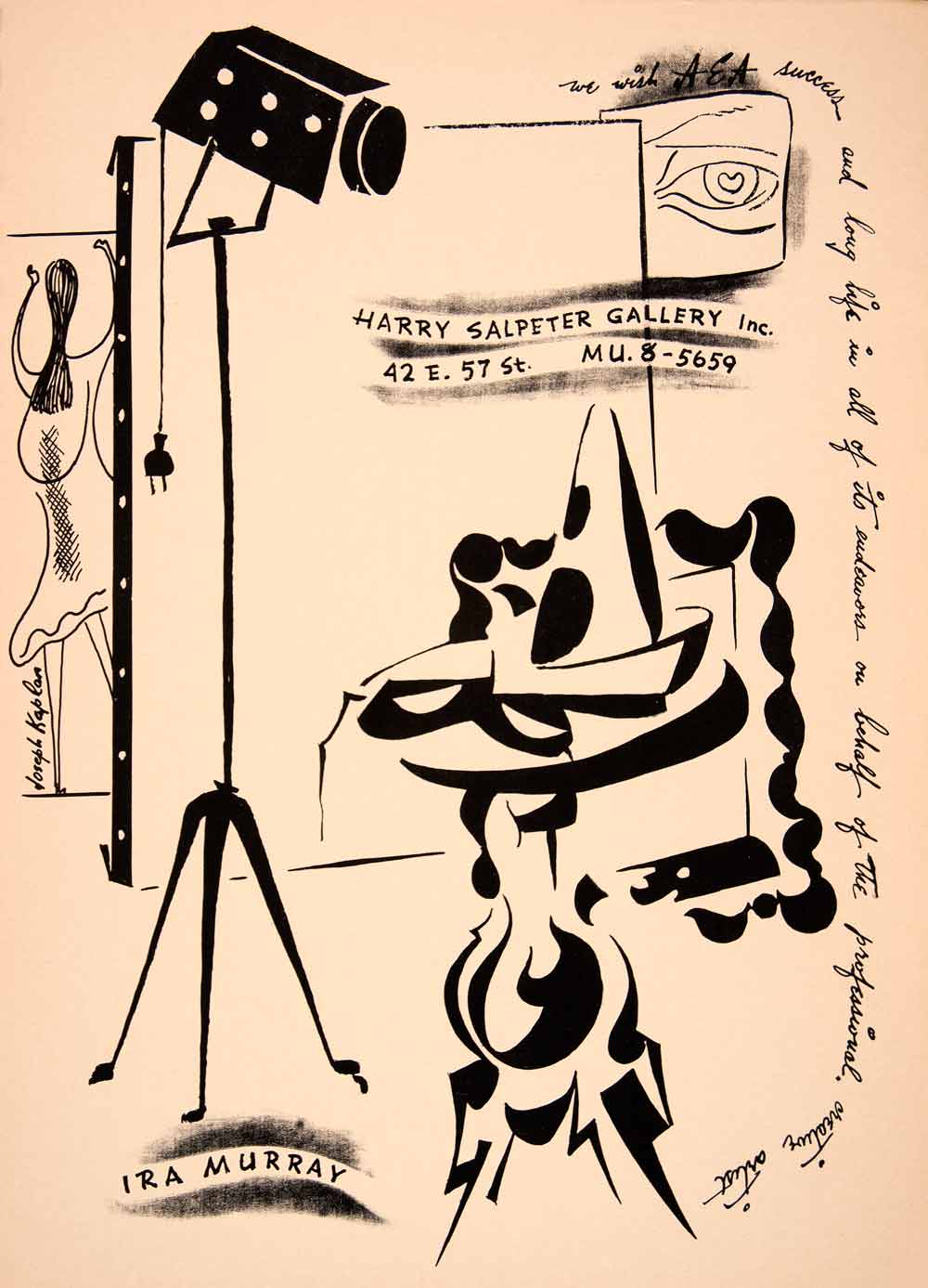 1953 Lithograph Joseph Kaplan Abstract Art Harry Salpeter Galler AEFA1