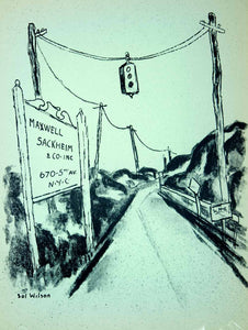 1954 Lithograph Sol Wilson Art Maxwell Sackheim 670 5th Ave. NYC Stoplight AEFA2