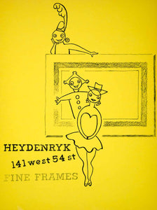1954 Lithograph Heydenryk Frames 141 West 54th Street NYC Cartoon Art AEFA2