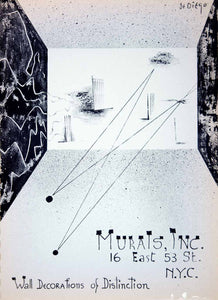 1954 Lithograph Julio de Diego Abstract Art Wall Murals 16 E 53rd St. NYC AEFA2