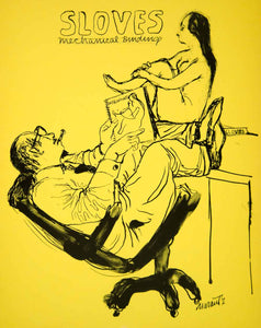 1954 Lithograph Irving Marantz Nude Female Sloves Mechanical Binding Co. AEFA2
