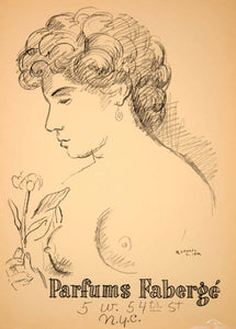 1954 Lithograph Raphael Soyer Nude Art Parfums Faberge Perfume Fragrance AEFA2