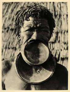 1930 African Sara Woman Labrets Lip Plate Chad Africa - ORIGINAL AF2