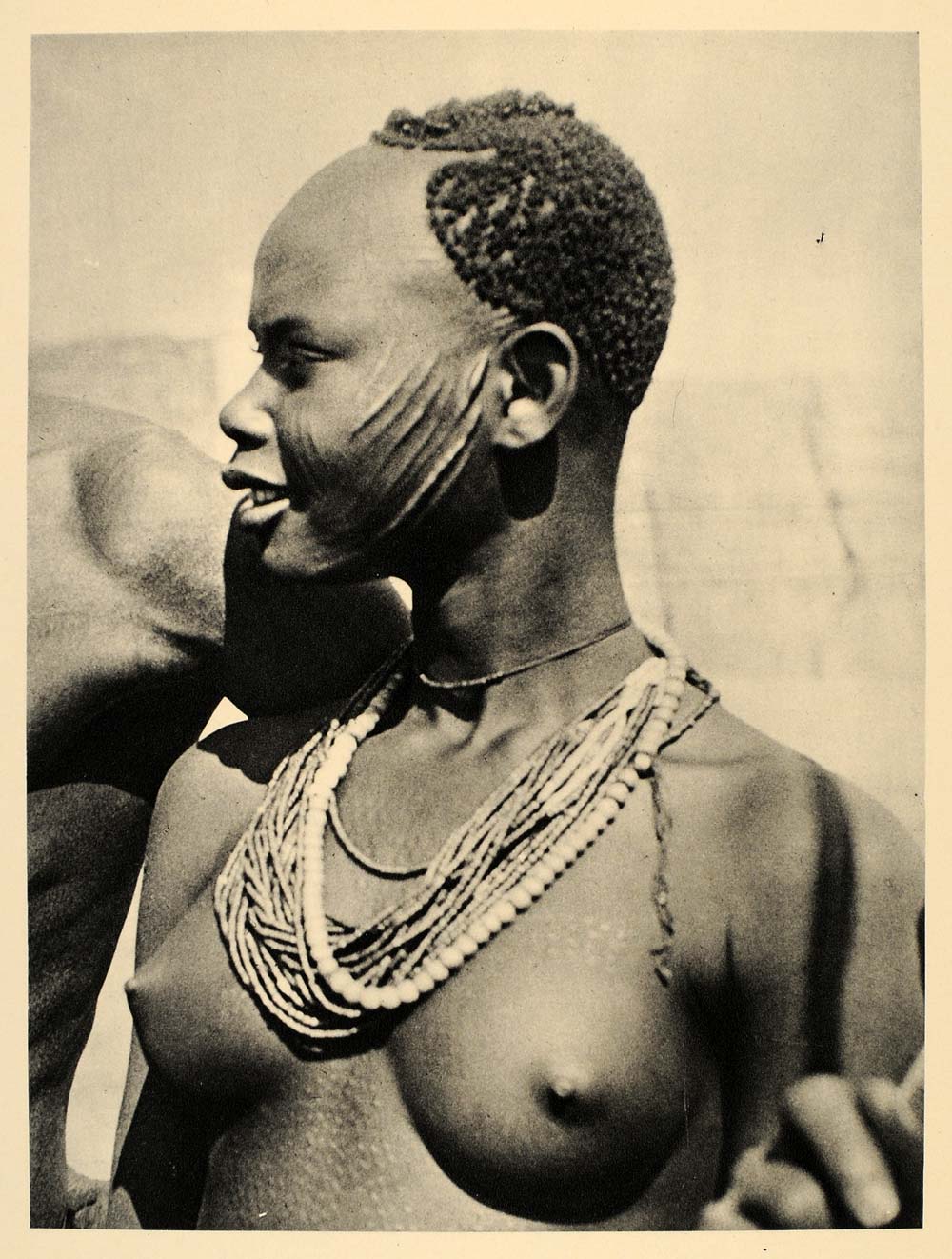 1930 African Sara Woman Body Scarring Art Chad Africa - ORIGINAL AF2