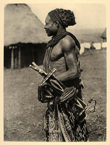 1930 African Chief Bandjom Costume Cameroon Africa - ORIGINAL PHOTOGRAVURE AF2