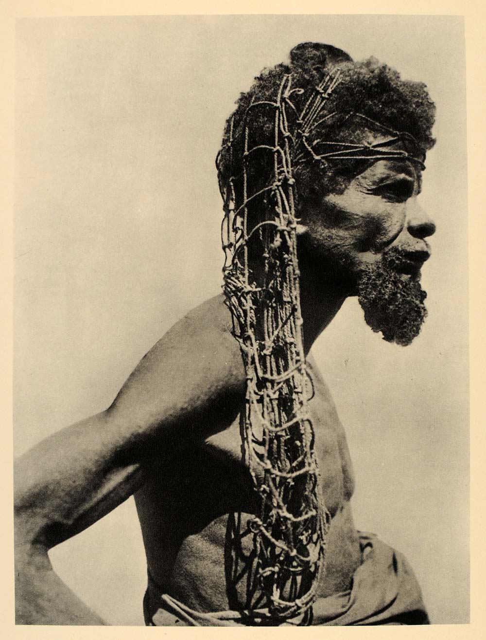 1930 Batwa Twa Chief Pygmy Man Belgian Congo Africa - ORIGINAL PHOTOGRAVURE AF2