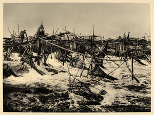 1930 Wagenia Wagenya Fishing Traps Fishermen Congo - ORIGINAL PHOTOGRAVURE AF2