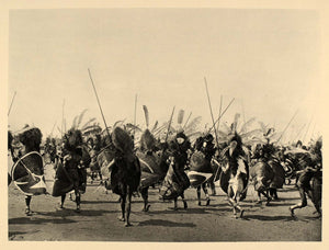 1930 African Kavirondo War Dance Warriors Dancing Spear - ORIGINAL AF2