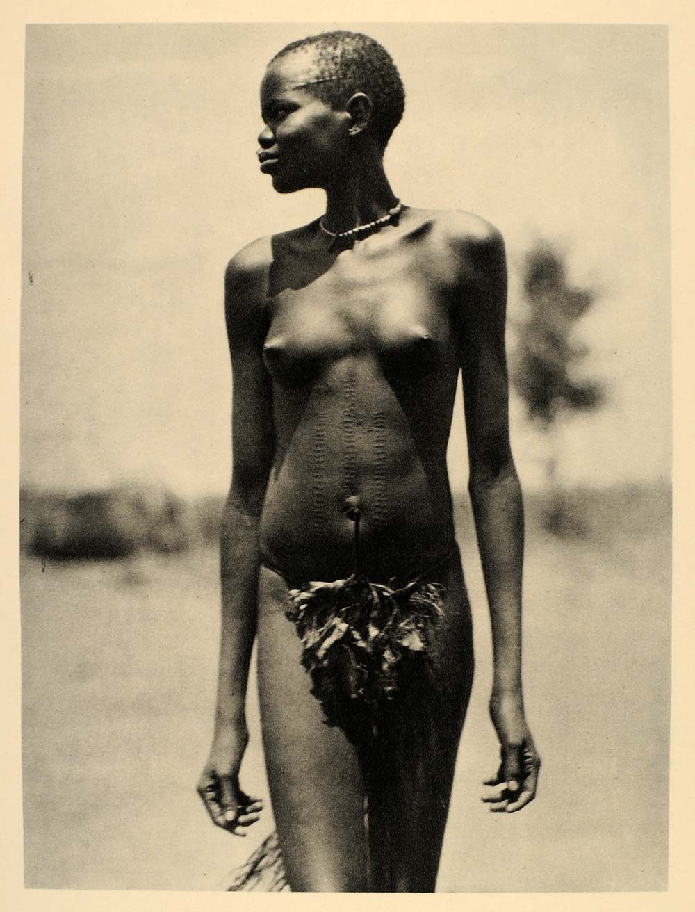 1930 African Djur Girl Body Art Scarification Portrait - ORIGINAL AF2