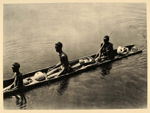 1930 Africa Nuer People Dugout Canoe Hugo Bernatzik - ORIGINAL PHOTOGRAVURE AF2