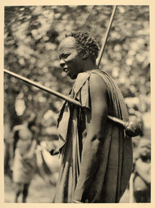 1930 Shilluk Warrior Club Sudan African Hugo Bernatzik - ORIGINAL AF2