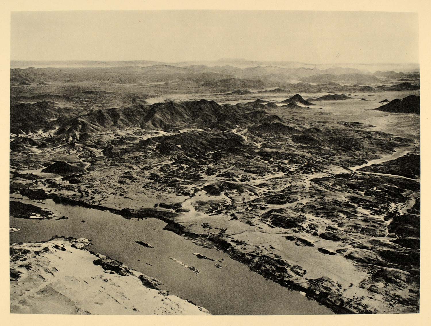 1930 African Desert Landscape Aerial View Nile Sudan - ORIGINAL PHOTOGRAVURE AF2
