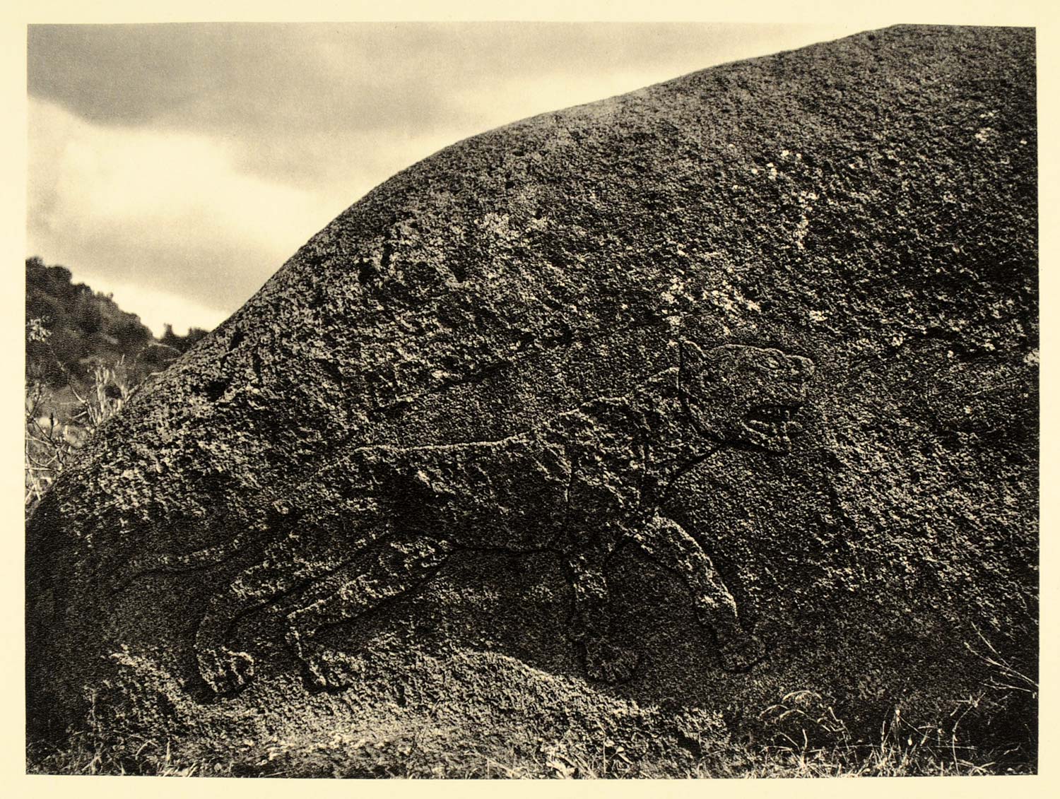 1930 Lioness of Gobedra Axum Stone Carving Ethiopia - ORIGINAL PHOTOGRAVURE AF2