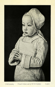 1932 Print Child Praying Medieval Middle Ages French Costume Dress 15th AFC1 - Period Paper
