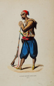 1843 Print Costume Infantry Soldier Gun Algeria Africa - ORIGINAL AFCOST