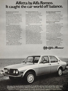1976 Print Ad Alfa Romeo Alfetta Sedan Sports Car Seaside Bay Balanced ALFAR