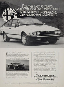 1985 Alfa Romeo Sports Car Technology Original Print Ad - ORIGINAL ALFAR