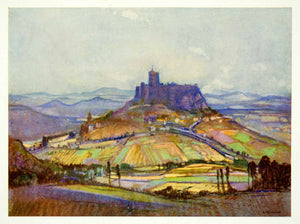 1928 Print Leonard Richmond Landscape Chateau Polignac France Hillside ALP1