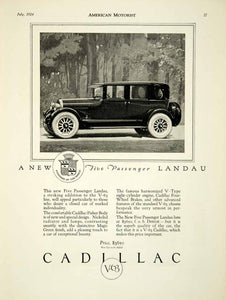 1924 Ad Cadillac Car Automobile Vehicle Landau Fisher Body V-63 Frank Quail AM2
