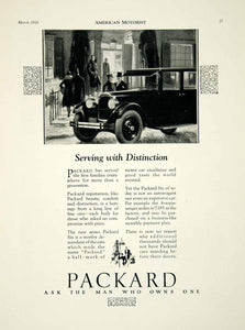1926 Ad Packard Art Deco Road Car Motor Company Six Drive Automobile AM2